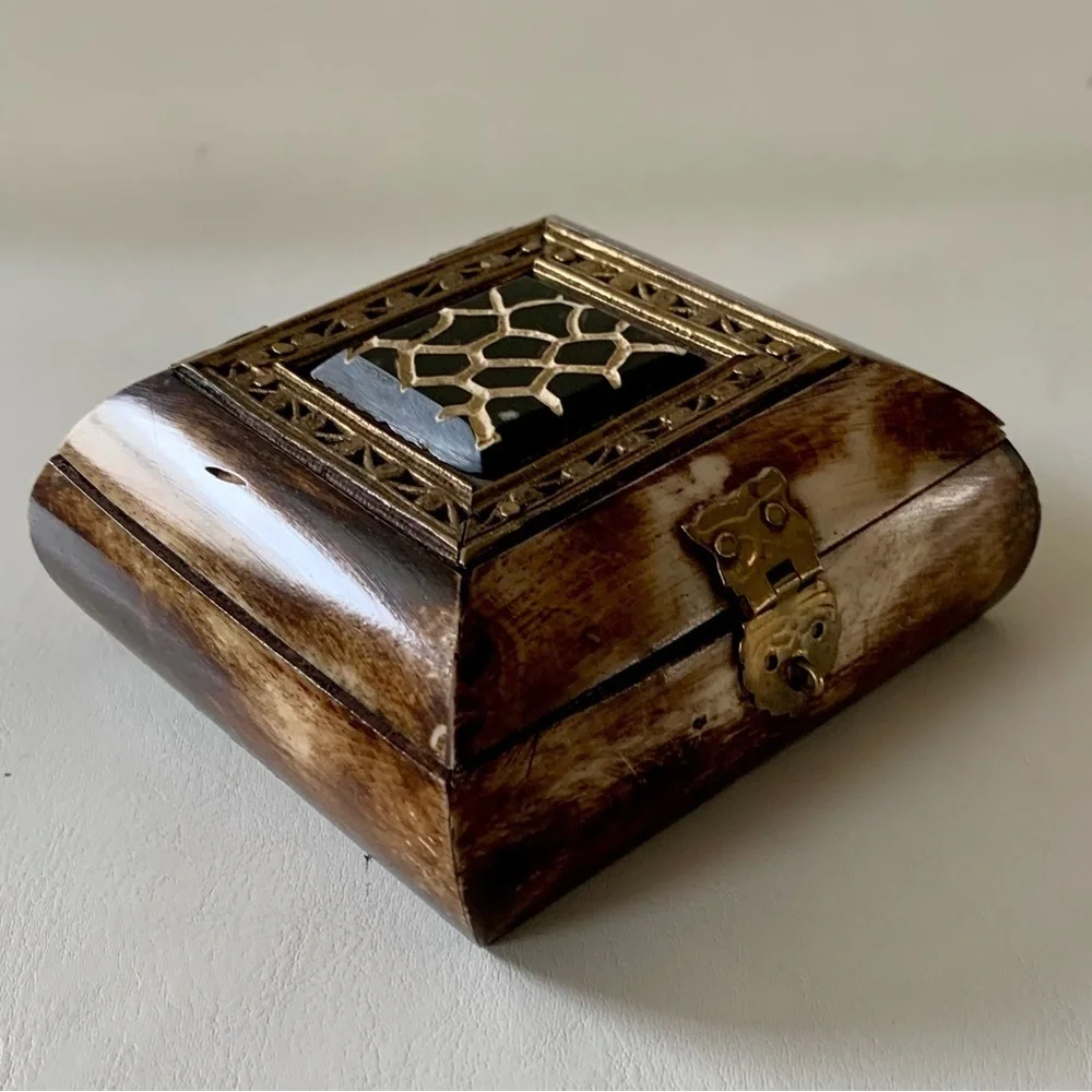Vintage box made from bone and brass